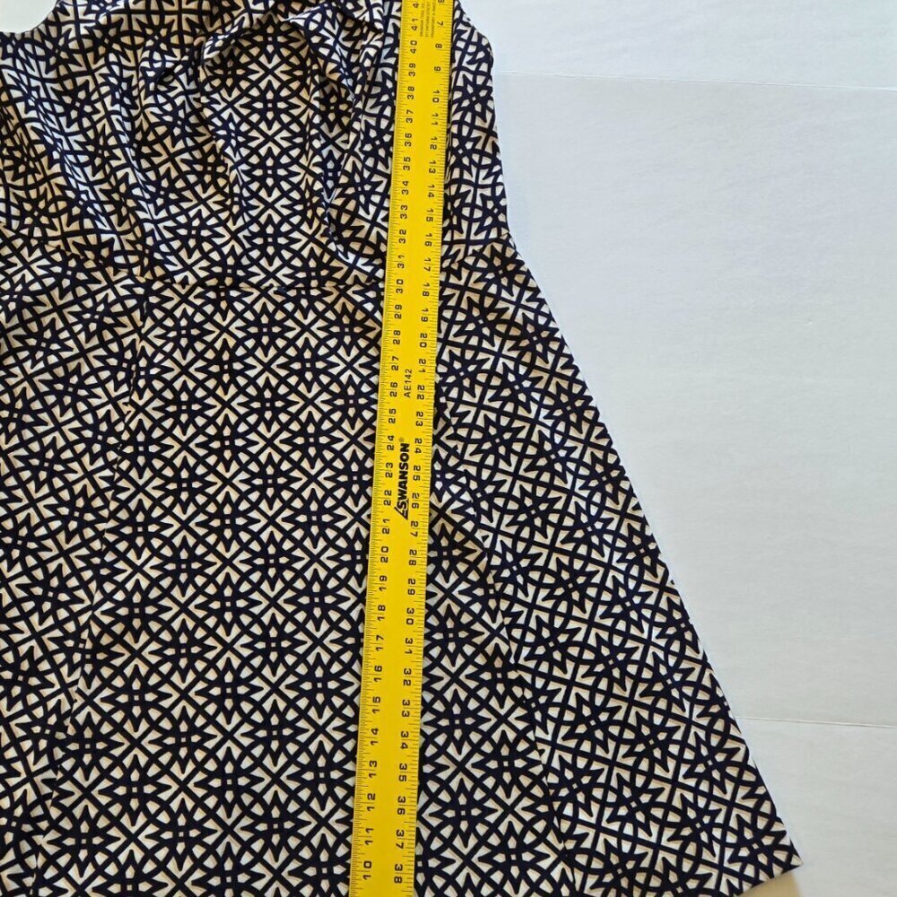 Roz & Ali Navy Blue Tan White Geometric Sleeveless A-Line Midi Dress Sz 20 - Picture 10 of 13